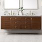 James Martin Vanities Amberly 72" Double Bathroom Vanity in Walnut with 3 cm Arctic Fall Solid Surface Top and Rectangular Sinks, , large
