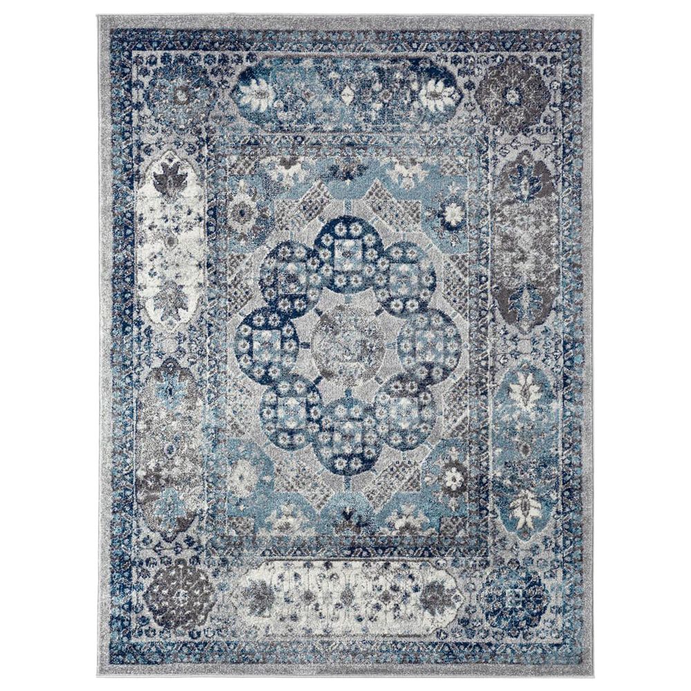Amer Rugs Alexandria 8"9" x 11"9" Gray and Sea Blue Area Rug, , large