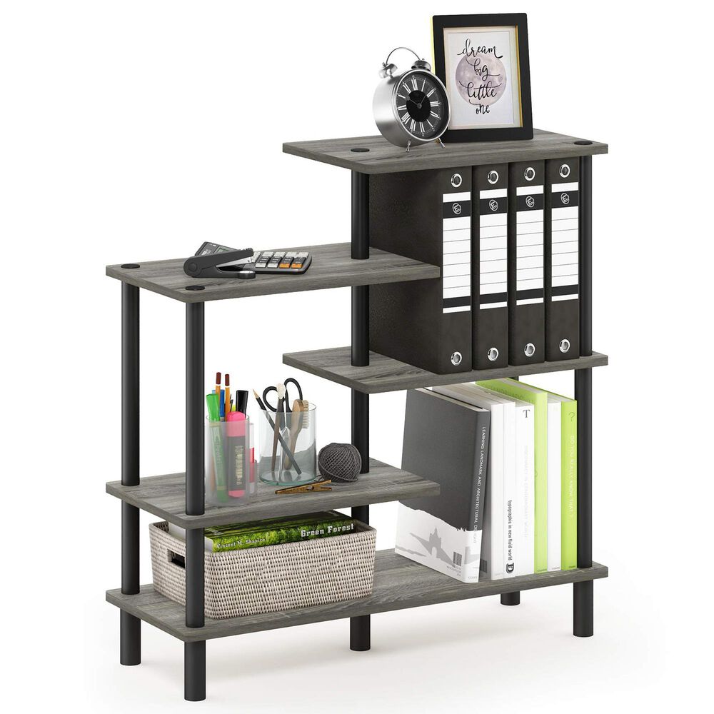 HOMLUX Turn-N-Tube 5-Tier Accent Display Rack in French Oak and Black, , large