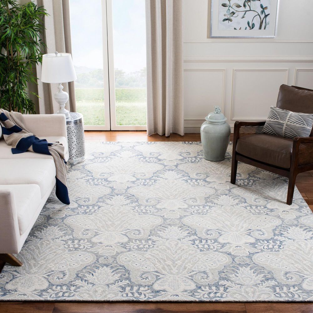 Safavieh Micro-Loop MLP539M 10&#39; x 14&#39; Blue and Ivory Area Rug, , large