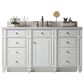 James Martin Vanities Bristol 60" Single Bathroom Vanity in Bright White with 3 cm Carrara White Marble Top and Rectangular Sink, , large
