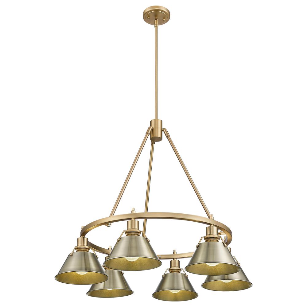 Golden Lighting Orwell 6-Light Chandelier with Aged Brass Shade in Brushed Champagne Bronze, , large