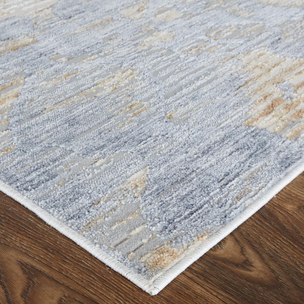 Feizy Laina Abstract 3&#39; x 10&#39; Blue and Beige Runner, , large