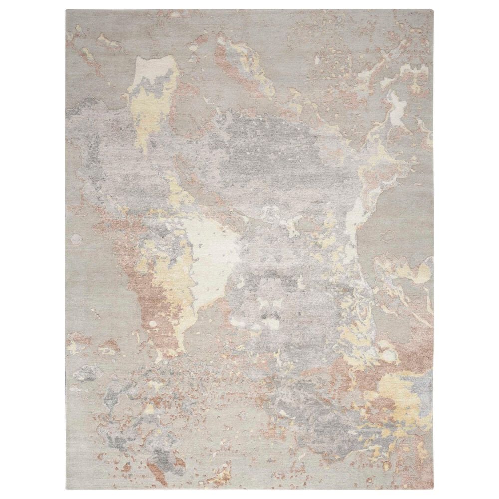 Nourison Silk Shadows 7"9" x 9"9" Grey, Gold, Brown and Ivory Area Rug, , large