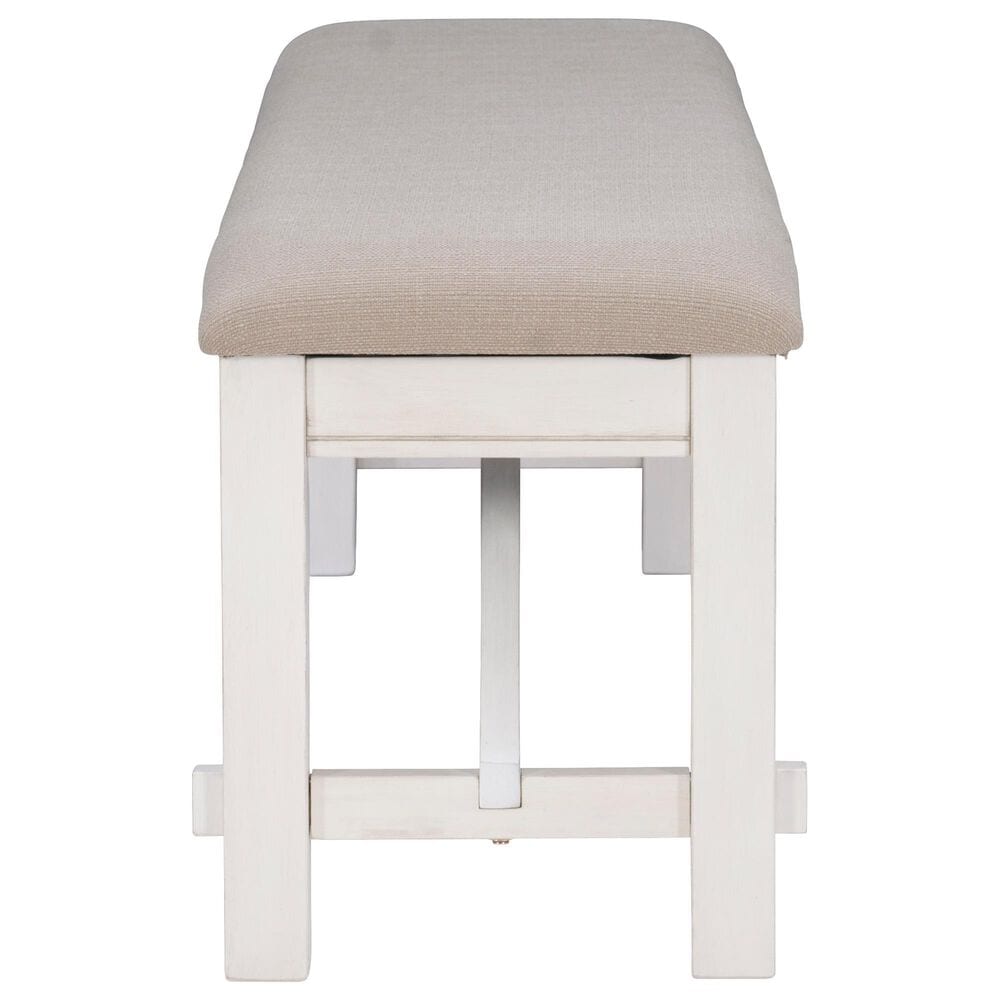 Linon Home Decor Turino Padded Dining Bench in Smokey White, , large