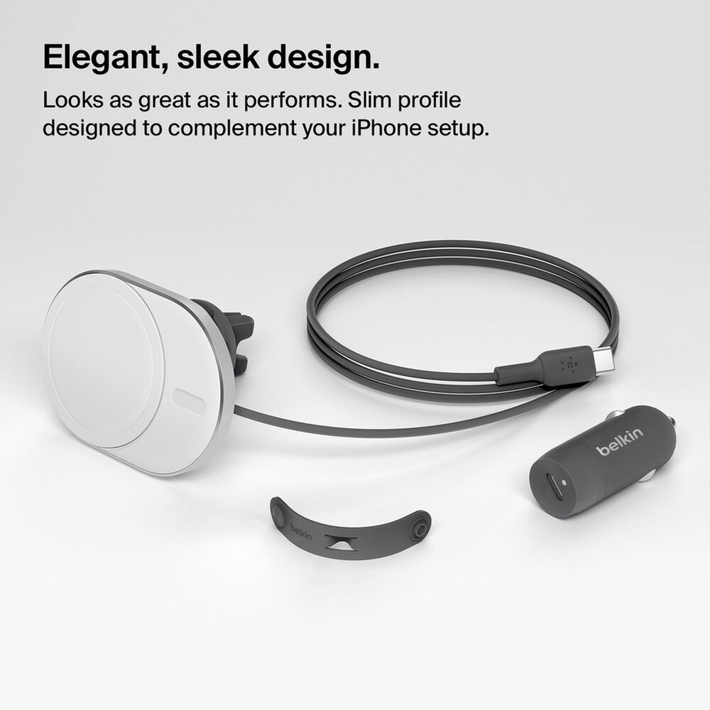 Belkin BoostCharge Pro 15W Magnetic Wireless Car Charger in Grey, , large