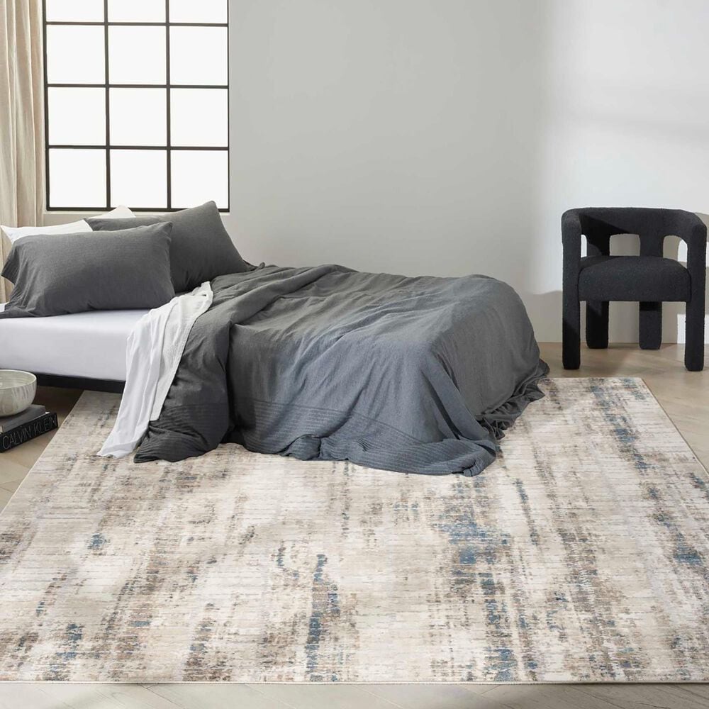 Nourison Infinity IFN02 7&#39;10&quot; x 9&#39;10&quot; Ivory, Grey and Blue Area Rug, , large
