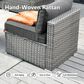HOMLUX 7-Piece Patio Conversation Set with Grey Wicker in Black, , large