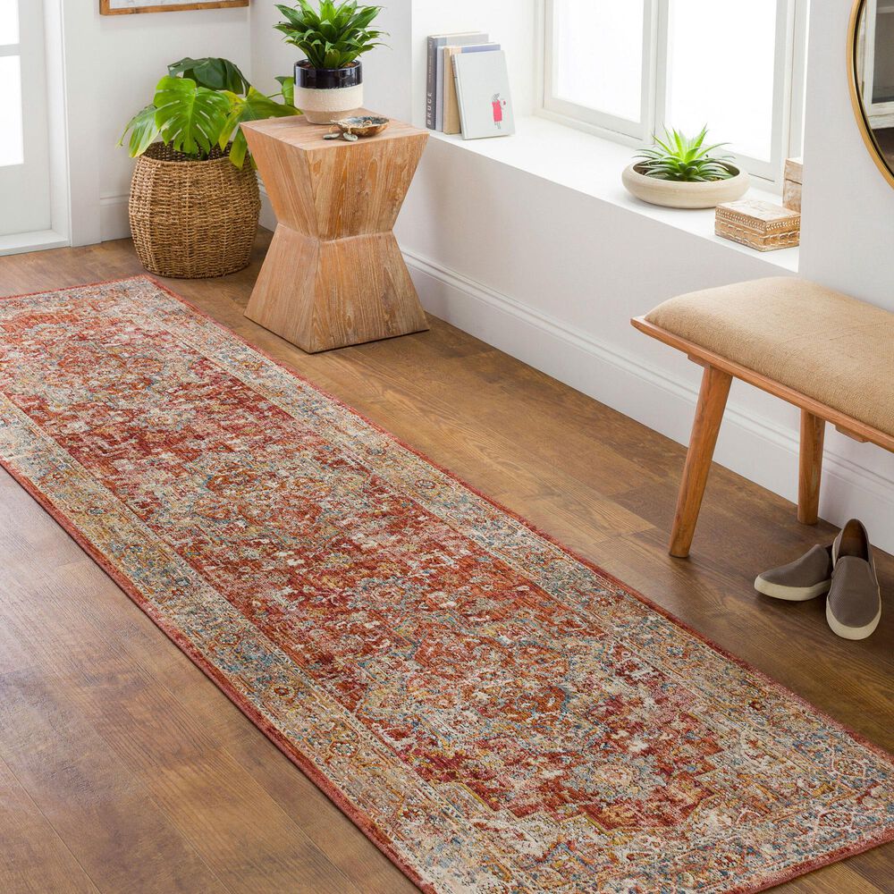 Surya Aspendos APS-2322 2&#39;7&quot; x 7&#39;3&quot; Rust, Teal, Mustard, Black, Medium Gray, Charcoal and Light Beige Runner, , large
