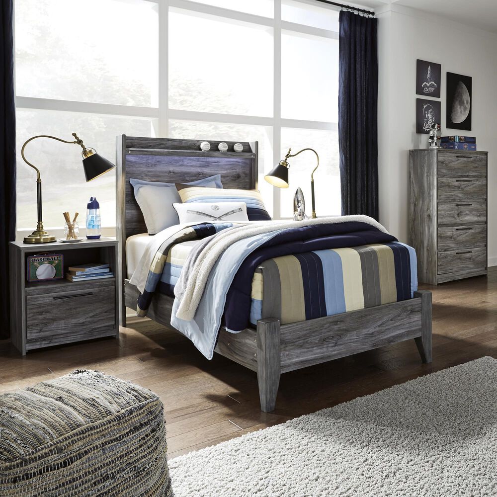 Signature Design by Ashley Baystorm 3Piece Twin Panel Bed Set in Gray