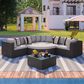 HOMLUX 7-piece Outdoor Conversation Set with Black Wicker in Light Gray, , large