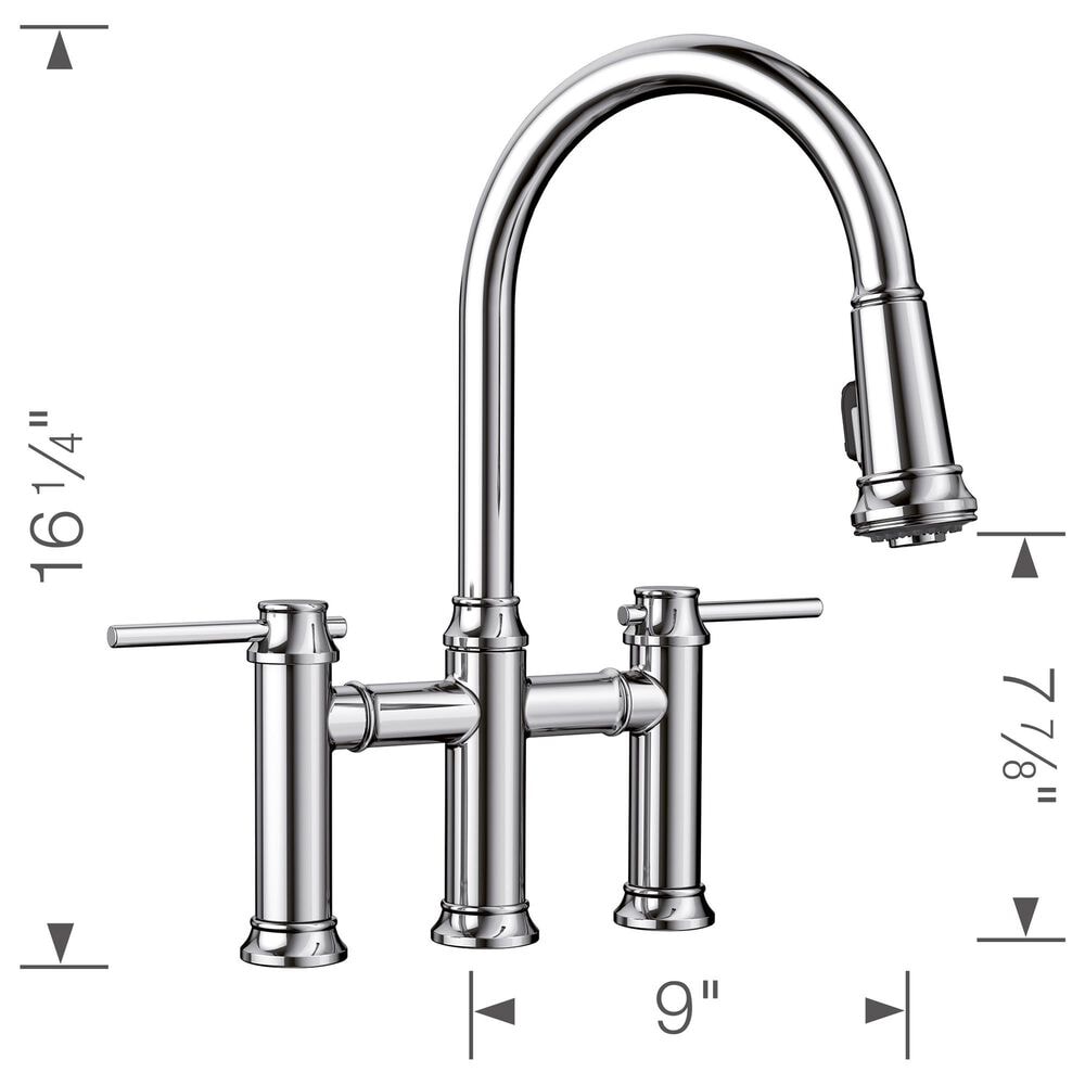 Blanco Empressa Pull-Down Bridge Faucet 1.5 GPM in Chrome, , large