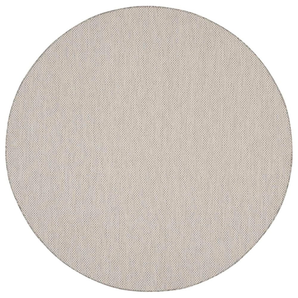 Nourison Courtyard Ivory and Silver 6&#39; Round Indoor/Outdoor Area Rug, , large