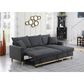 HOMLUX 84.25"W Reversible Sleeper Sectional Sofa with Storage Chaise and Pillows, in Dark Grey, , large