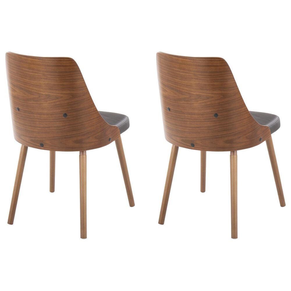 LumiSource Anabelle Side Chair with Brown Faux Leather Cushion in Walnut (Set of 2), , large