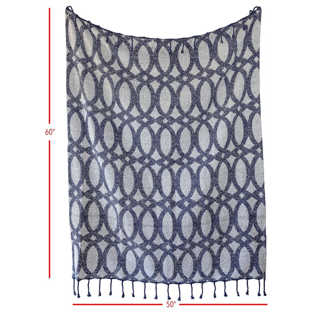 Foreside Cleo 60&quot; x 50&quot; Throw in Navy, , large