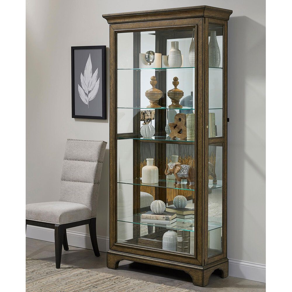 Chapel Hill Accents Sliding Door Curio Cabinet in Brown, , large