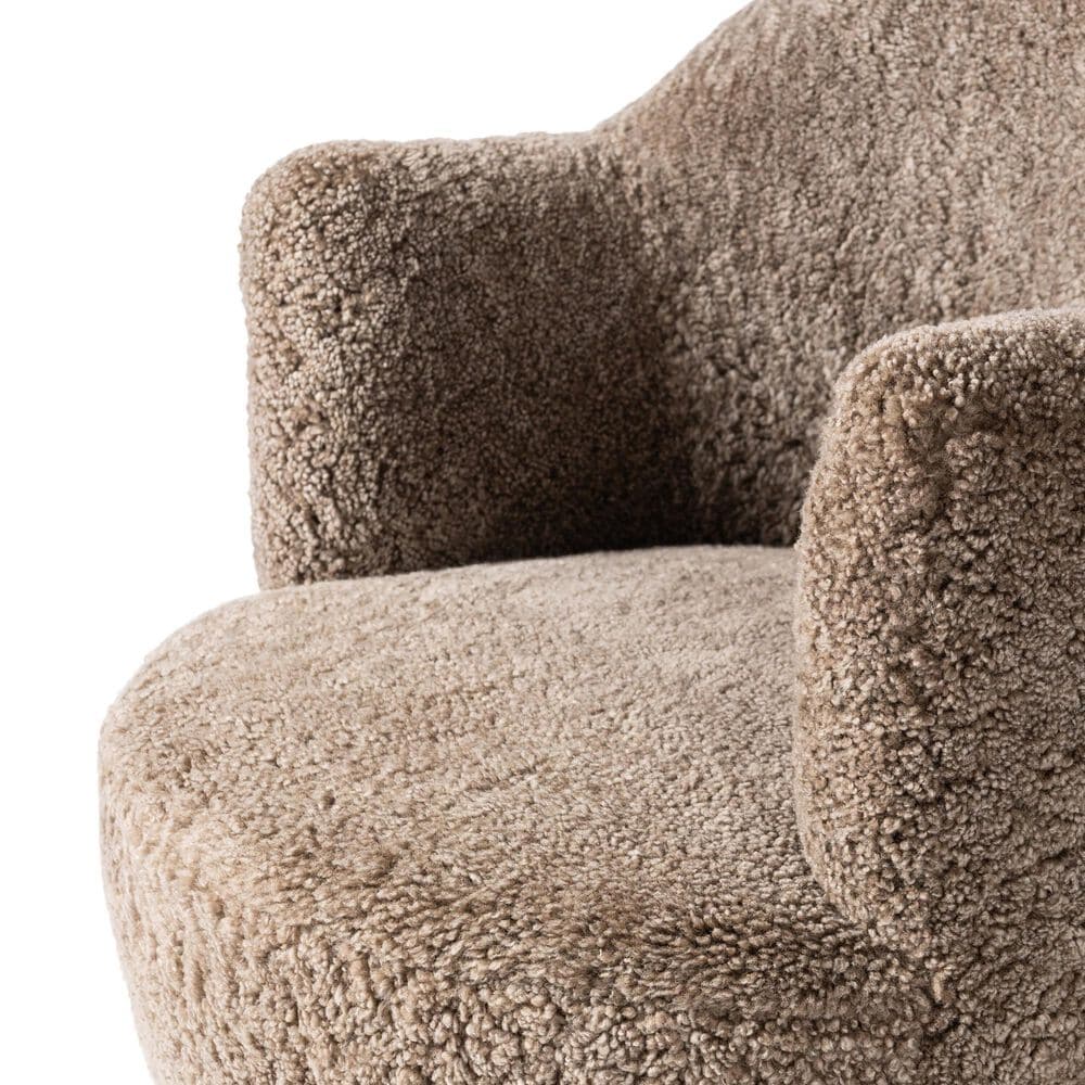 Four Hands Aurora Swivel Chair in Taupe Shearling, , large