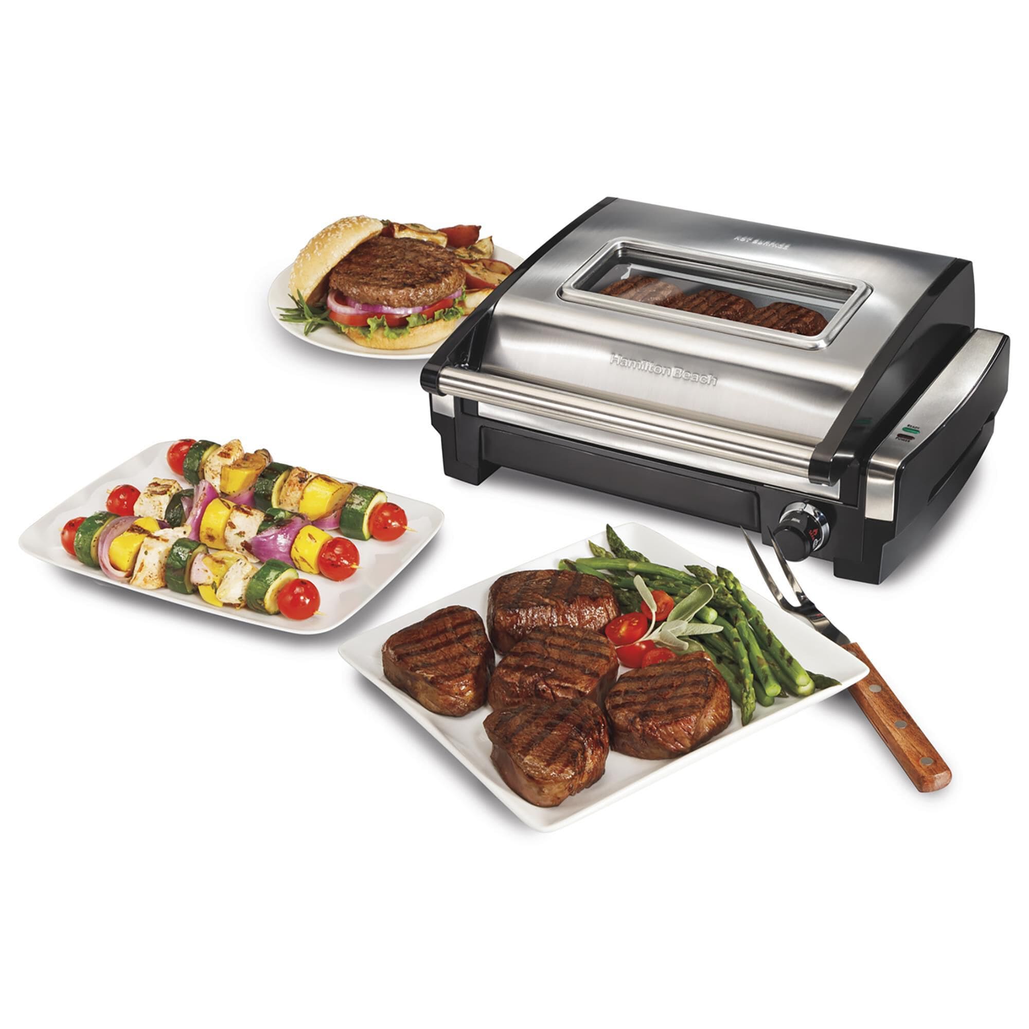 Hamilton beach searing grill on sale with lid viewing window