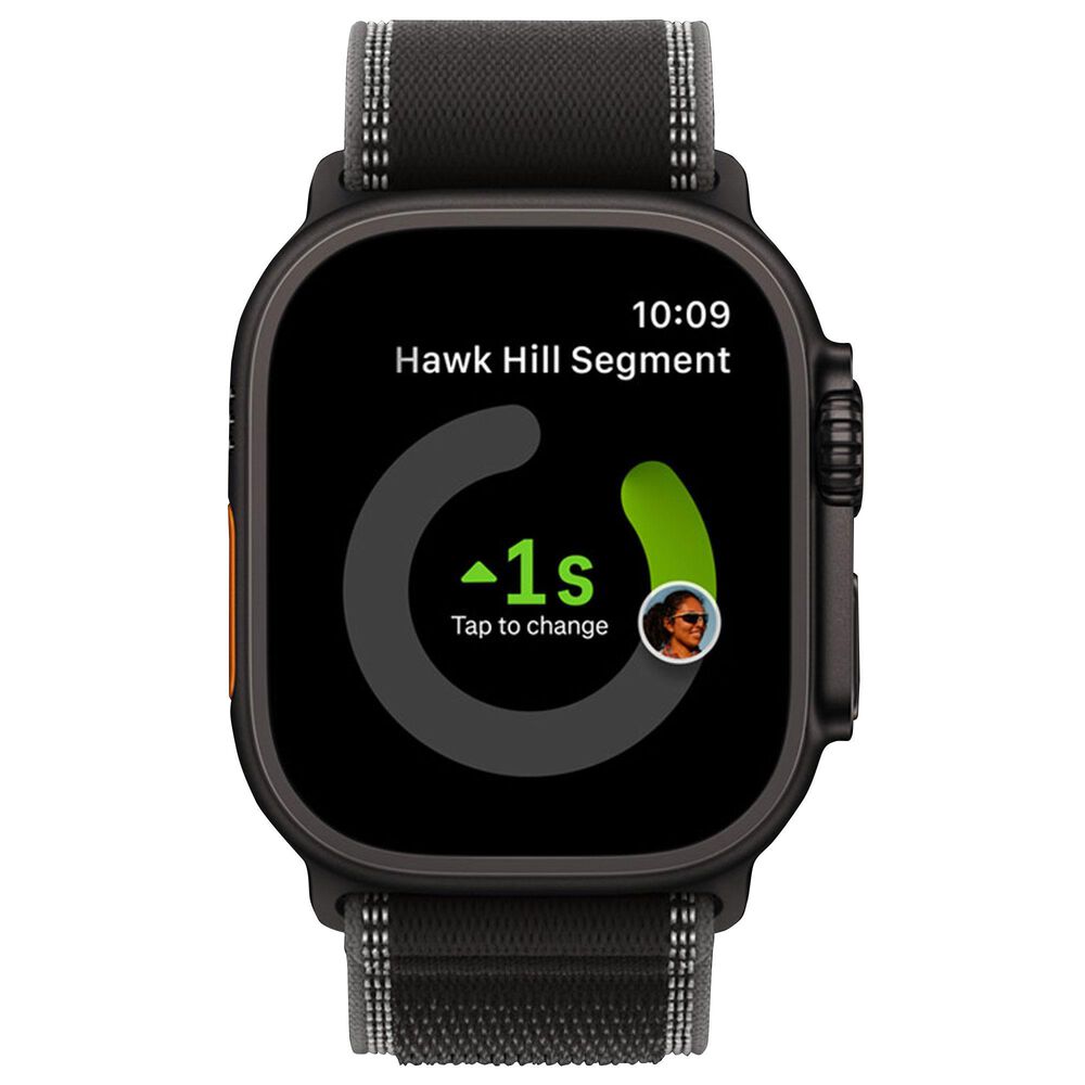 Apple Watch Ultra 3 (GPS+Cellular) 49mm Titanium Case with Black/Charcoal Trail Loop - M/L in Black and 2-Year AppleCare+, , large