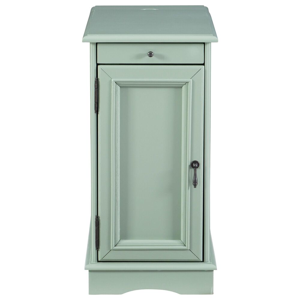 Linon Home Decor Barron Accent Table with USB Charging Station in Aqua, , large