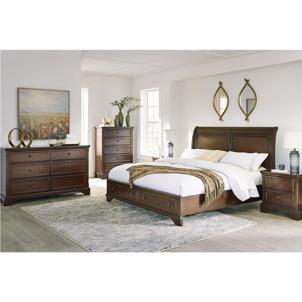 Ashley Trellington 4-Piece King Bedroom Set in Warm Brown Cherry, , large