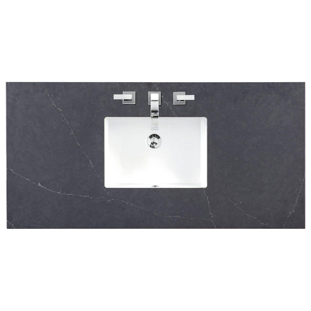James Martin Vanities Brittany 48&quot; Single Bathroom Vanity in Smokey Celadon with 3 cm Charcoal Soapstone Quartz Top and Rectangular Sink, , large
