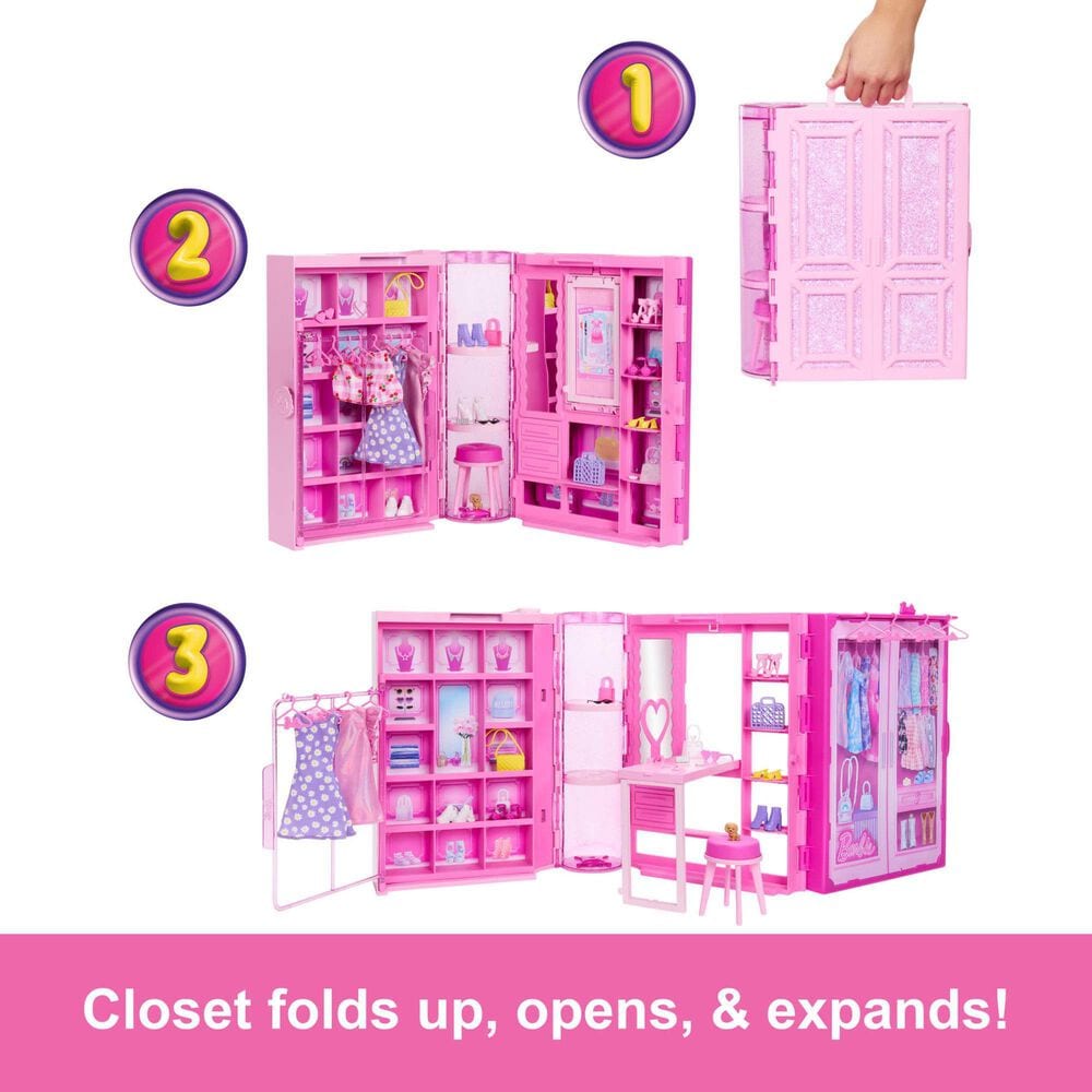 Barbie Doll Dream Closet Playset and Accessories in Pink, , large
