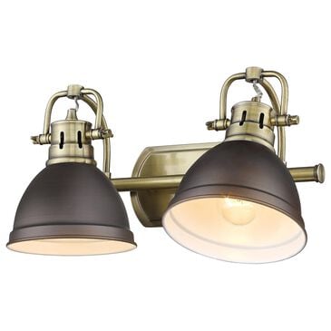 Golden Lighting Duncan 2-Light Bath Vanity in Aged Brass and Rusted Bronze, , large
