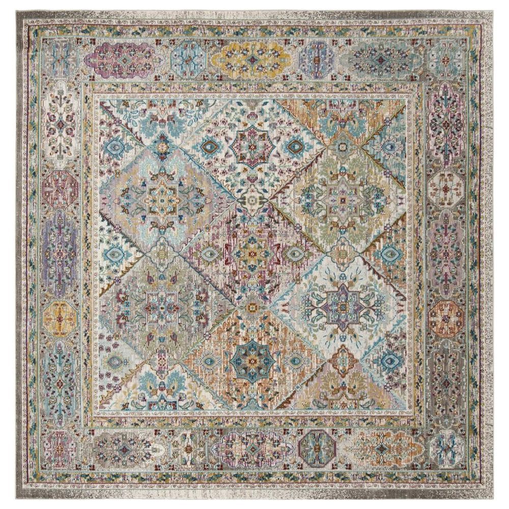 Safavieh Aria ARA127C 6"6" Square Cream and Multicolor Area Rug, , large
