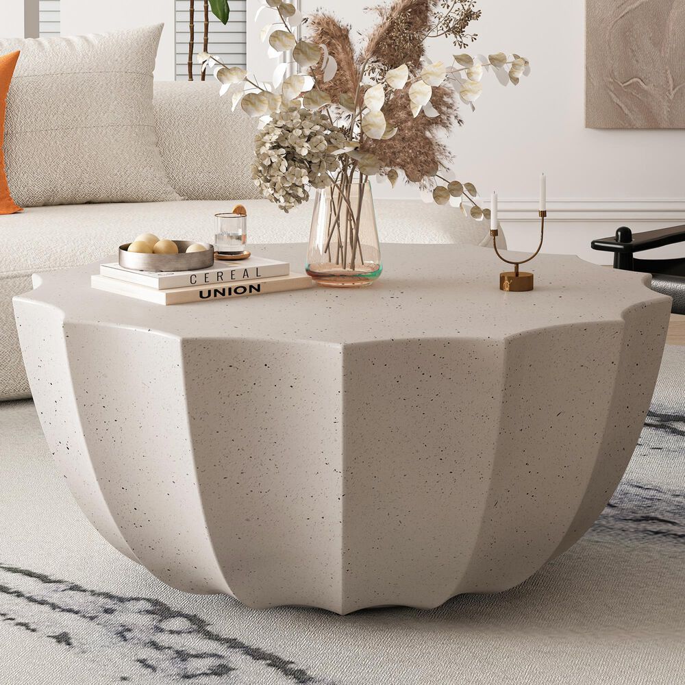 Hearth and Haven Outdoor Waterproof Coffee Table in White, , large