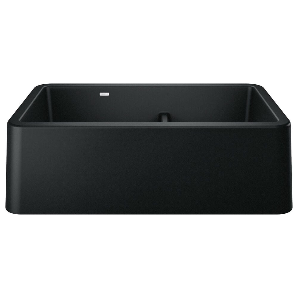 Blanco Ikon 33&quot; Apron Double Bowl Farmhouse Sink with Low Divide in Coal Black, , large