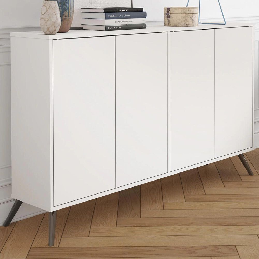 Bestar Small Space Krom 60" Storage Unit in White Nebraska Furniture Mart