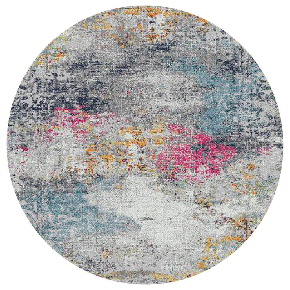 Amer Rugs Montana 7&#39;6&quot; Round Blue and Pink Area Rug, , large