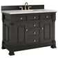 James Martin Vanities Brookfield 48" Single Bathroom Vanity in Black Onyx with 3 cm Carrara White Marble Top and Rectangular Sink, , large