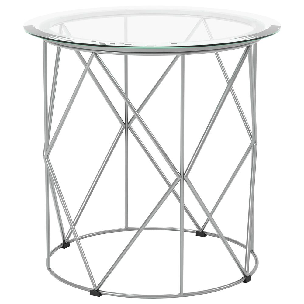 Furniture of America Robles End Table in Chrome, , large