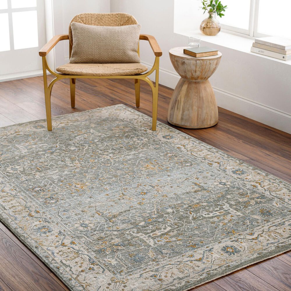 Surya Dresden Deep Teal, Dusty Sage, Taupe, Off-White, Light Gray, Olive and Mustard 7'10" x 10'2" Area Rug, , large