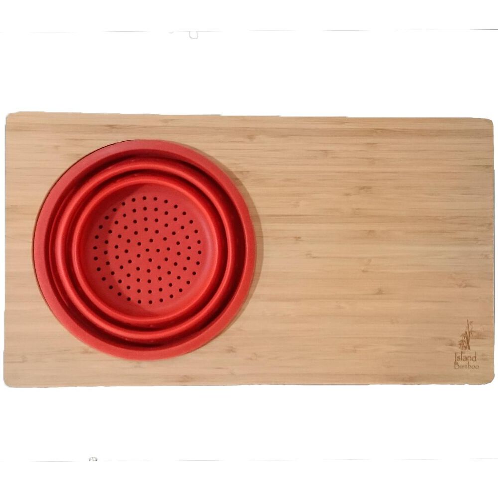 Wilshire Industries 18" x 10" Cutting Board With Colander, , large