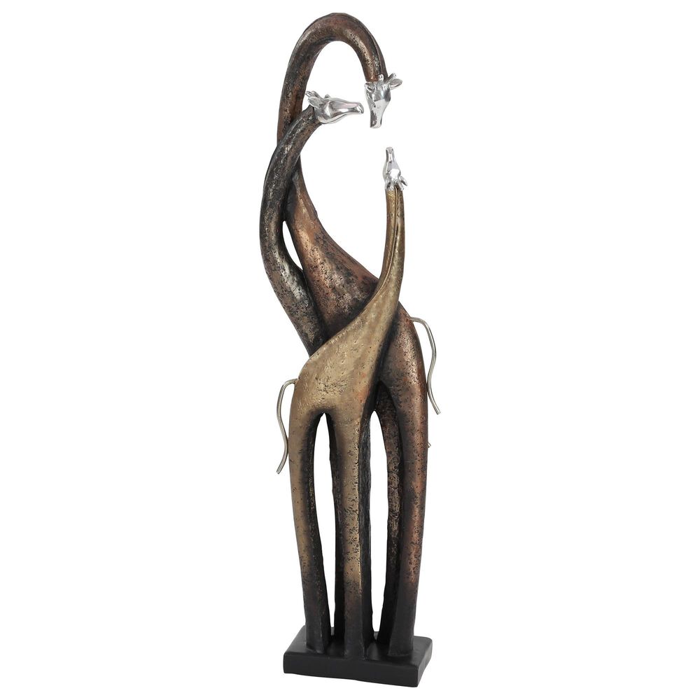 Maple and Jade Eclectic Giraffe Sculpture in Copper, Brass and Silver, , large
