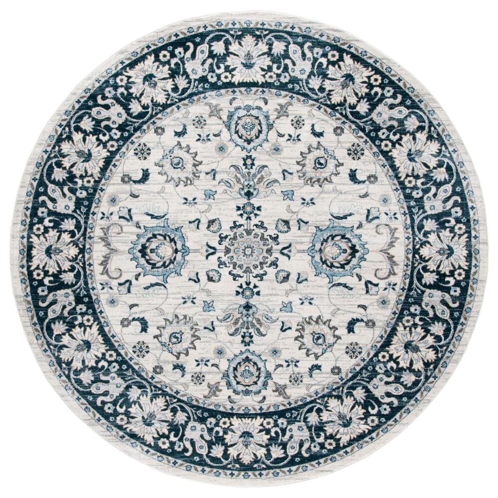 Safavieh Isabella 6"7" Round Cream and Navy Area Rug, , large