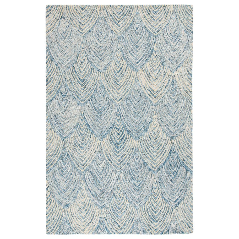 Safavieh Micro-Loop MLP177M 5" x 8" Light Blue and Ivory Area Rug, , large