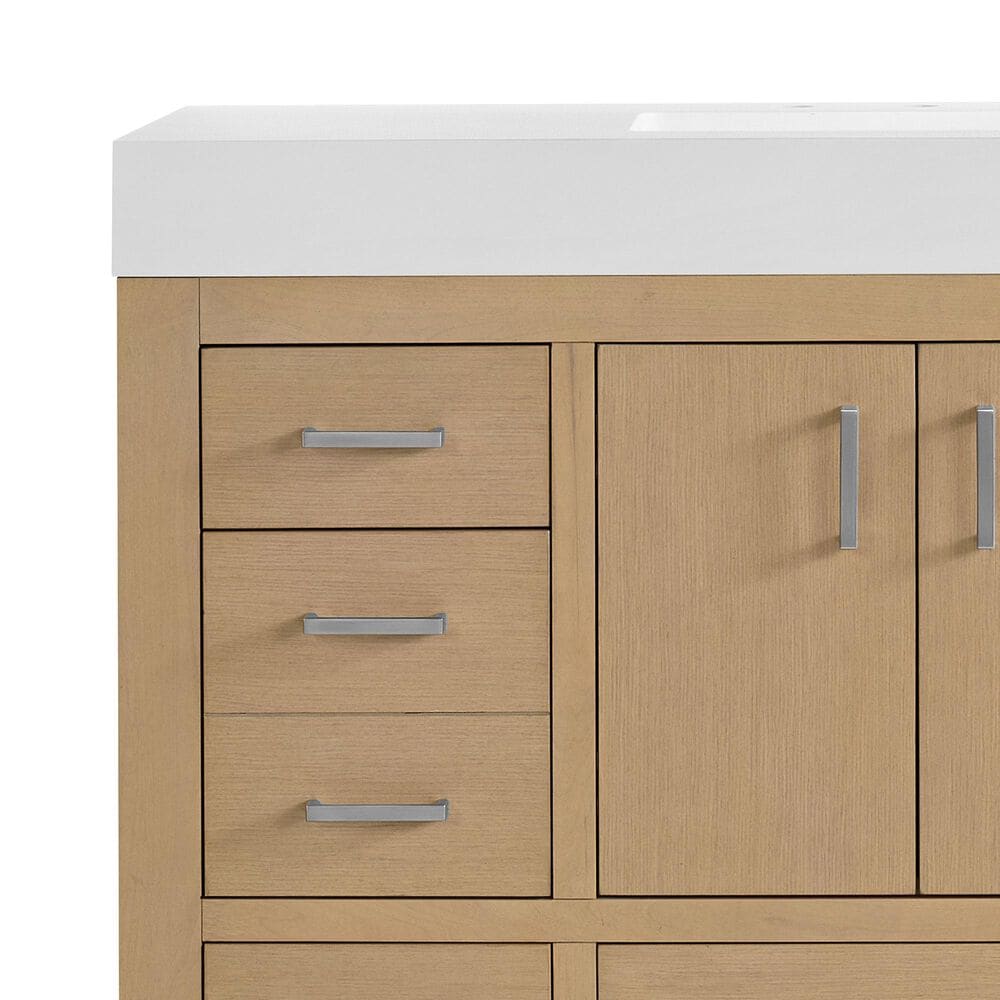 37B Alanya 48" Single Bathroom Vanity in Warm Oak with White Composite Stone Top, , large