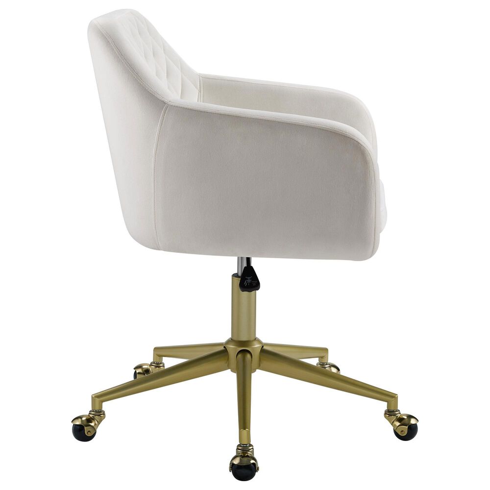 Linon Home Decor Imogen Quilted Office Chair with Off White Cushion in Gold, , large