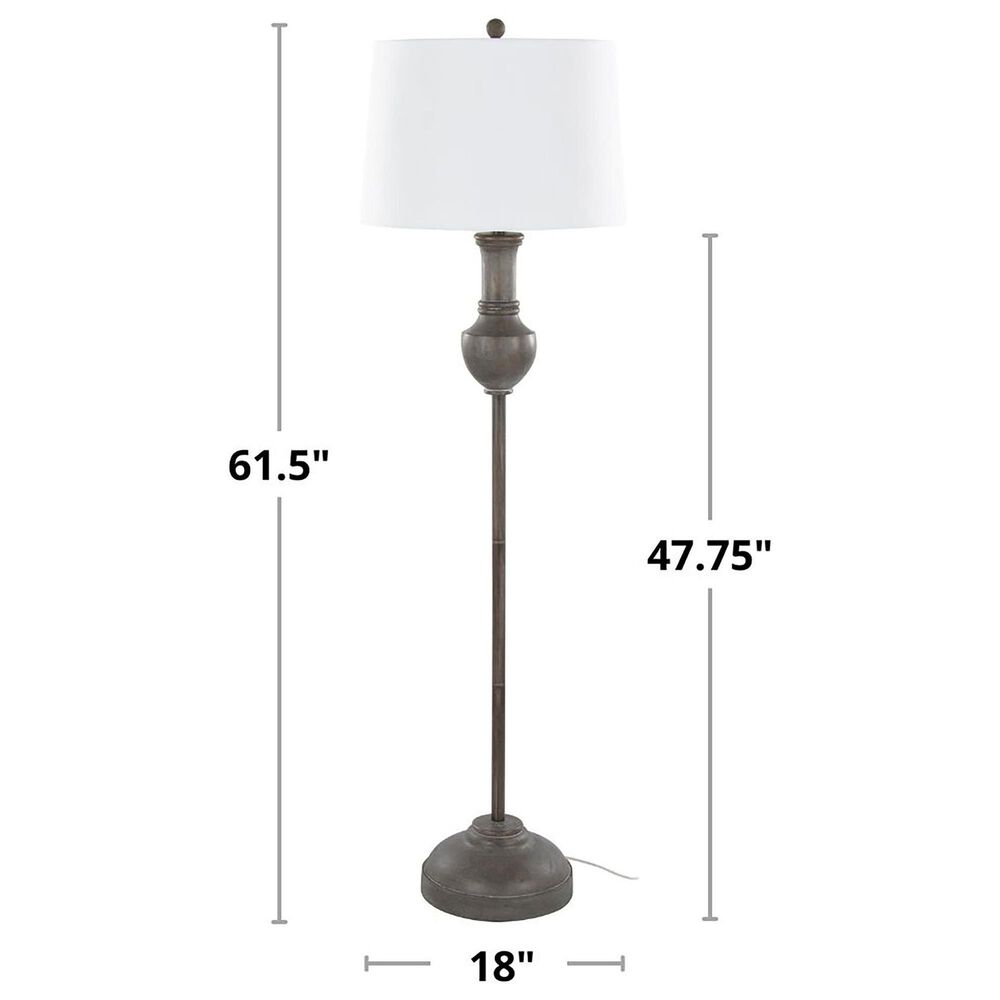 LumiSource Griffin Polyresin Floor Lamp in Grey, , large