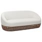 Hearth and Haven Willow Outdoor Upholstered Sofa with Golden Brown Open-Weave Wicker in Wheat Beige, , large
