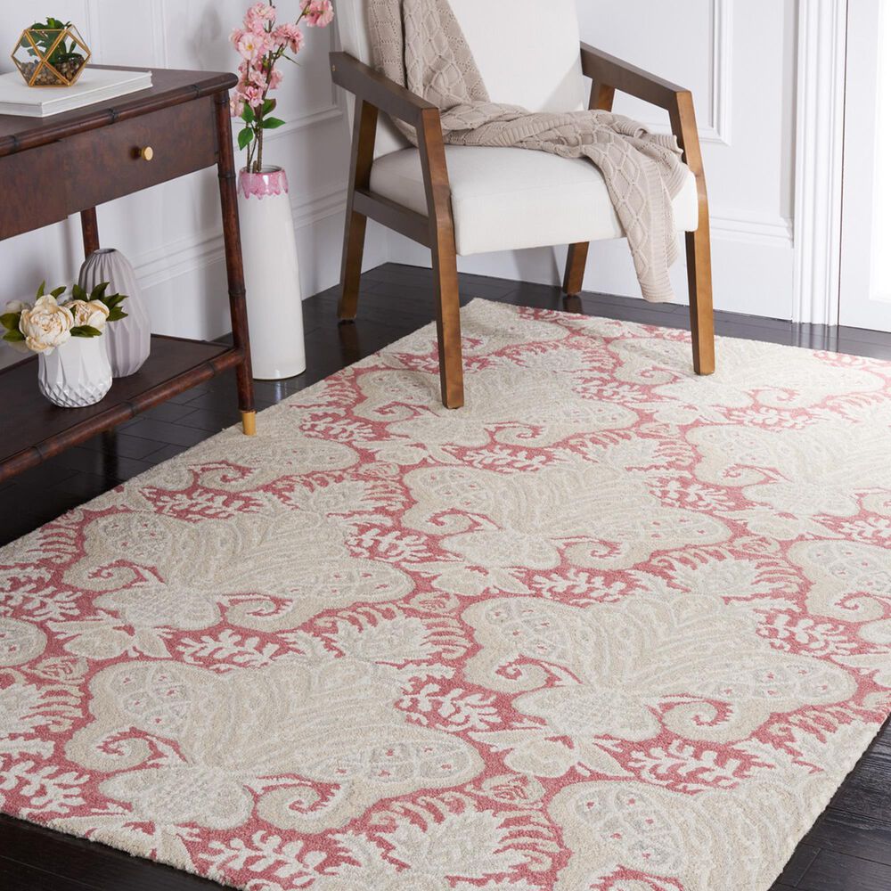 Safavieh Micro-Loop 4&#39; x 6&#39; Pink and Beige Area Rug, , large