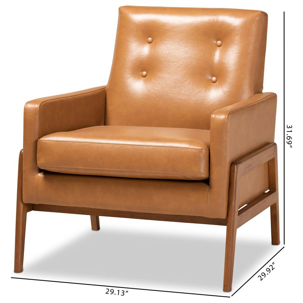 Baxton Studio Perris Lounge Chair in Tan, , large