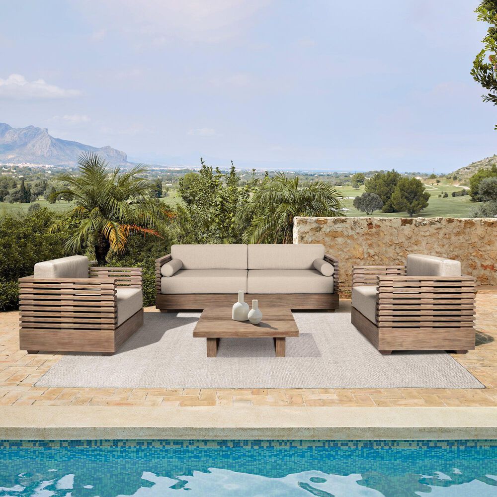 Armen Living Vivid Patio Sofa in Taupe, , large