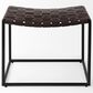Mercana Clarissa Stool with Brown Leather Woven Seat in Black, , large