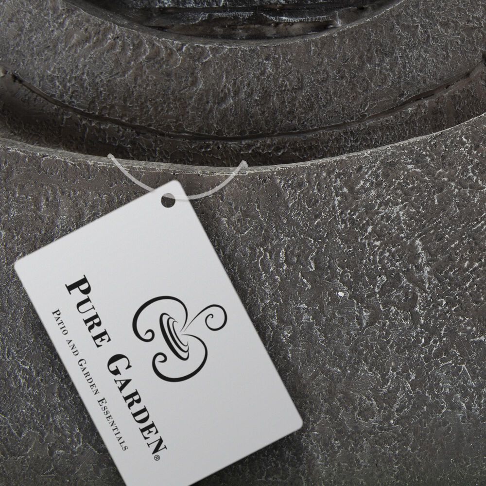 Timberlake Pure Garden Round LED Cascade Fountain in Stone Gray, , large